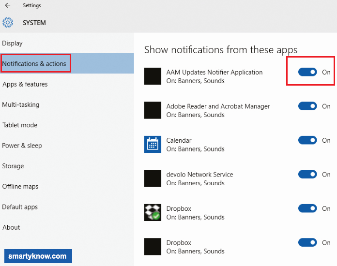 disable windows 10 App notifications